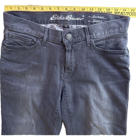 Eddie Bauer Boyfriend Relaxed Flannel-Lined Jeans Womens Size 2P Gray Outdoors - Picture 13 of 16